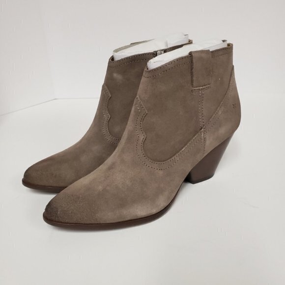 NEW FRYE REINA BOOTIE:TAUPE SUEDE ANKLE BOOTS‎ - Picture 6 of 10